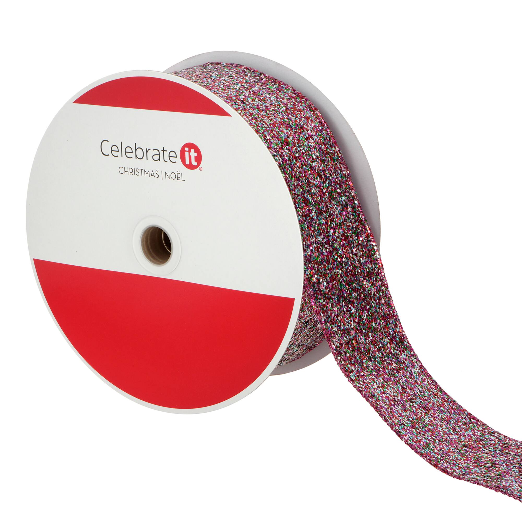 2.5" x 80ft. Pink Glitter Wired Jumbo Ribbon by Celebrate It®